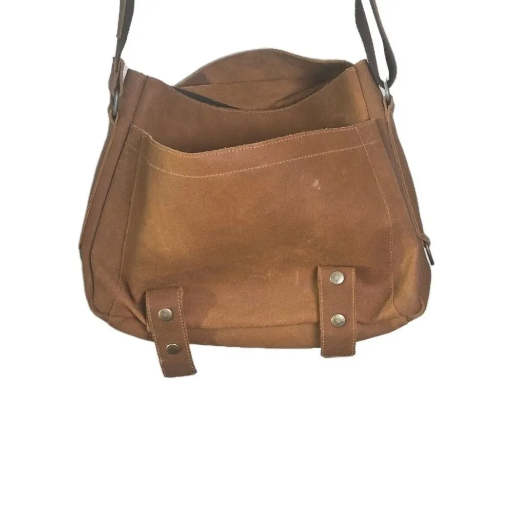 Brown Messenger Bag for Men Adjustable Shoulder Strap Geniune Leather